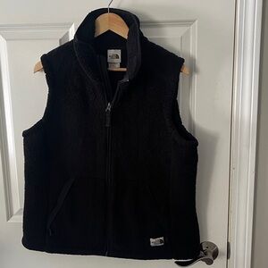 The North Face Fleece Vest Womens Large Black Full Zip Sherpa Soft